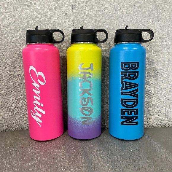 Personalized Insulated Water Bottle, 40 oz assorted colors , High quality, straw - Picture 2 of 14